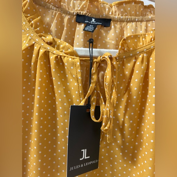 Jules & Leopold Mustard Polka Dot Ruffle Sleeve Blouse 3X NWT - Picture 8 of 10